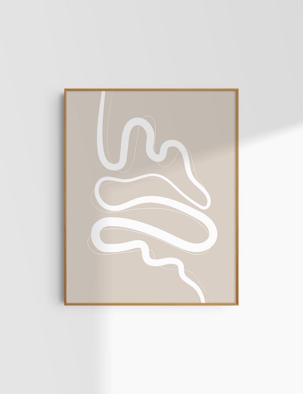 MINIMALIST, ABSTRACT LINE ART. Beige and White. Printable Wall Art Illustration.