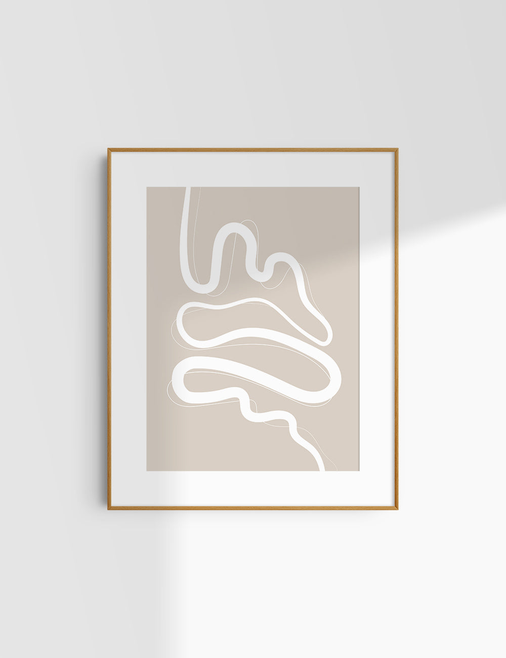 MINIMALIST, ABSTRACT LINE ART. Beige and White. Printable Wall Art Illustration.