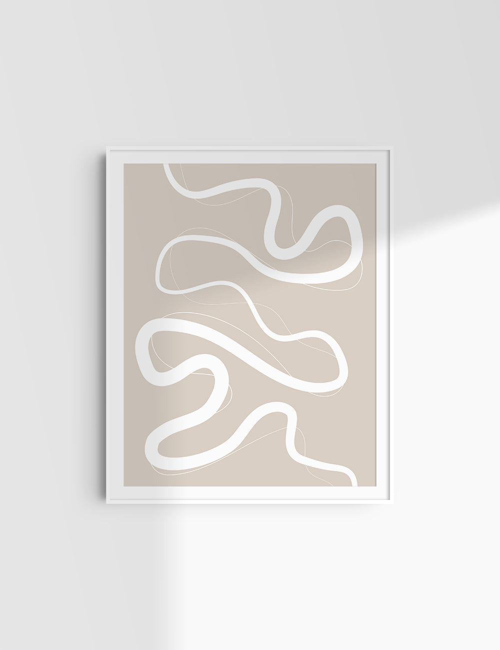 MINIMALIST, ABSTRACT LINE ART. Beige and White. Printable Wall Art Illustration.