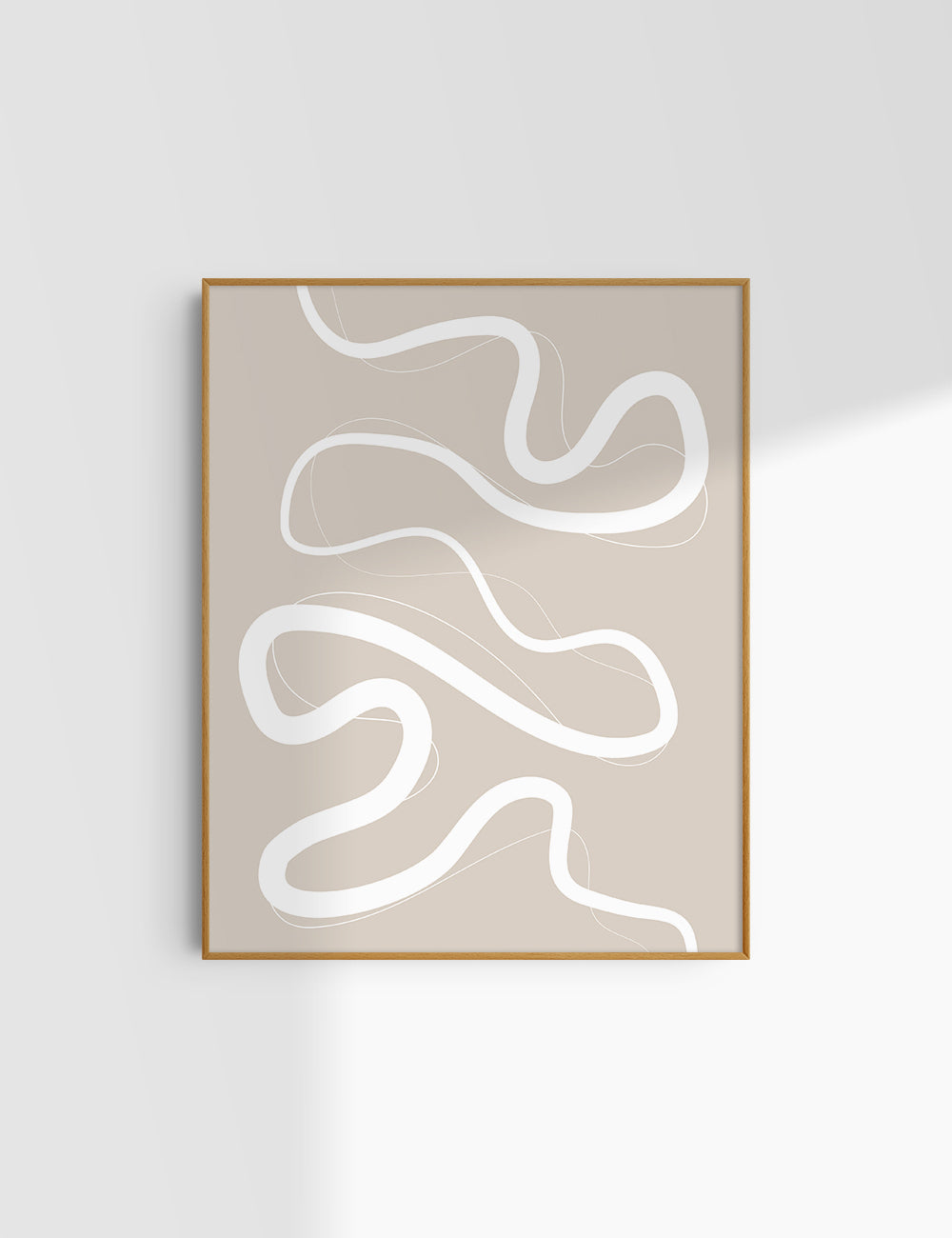 MINIMALIST, ABSTRACT LINE ART. Beige and White. Printable Wall Art Illustration.