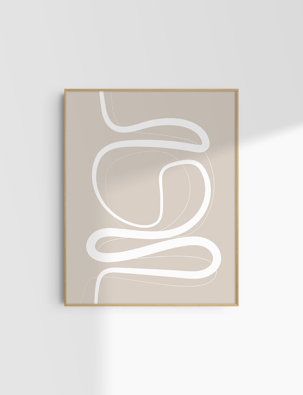 MINIMALIST, ABSTRACT LINE ART. Beige and White. Printable Wall Art Illustration.