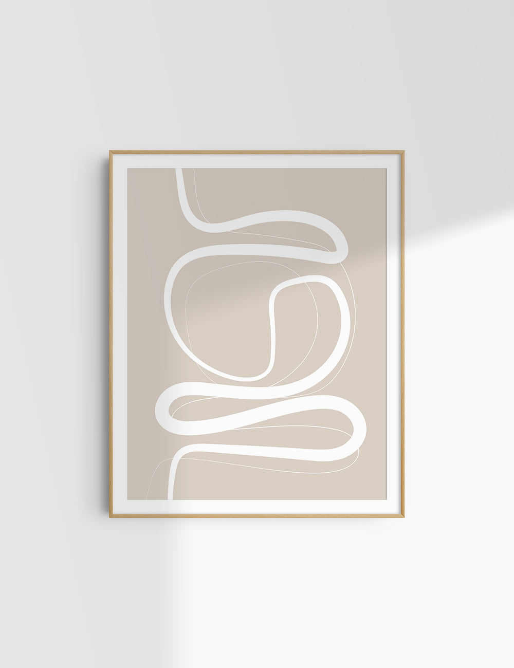 MINIMALIST, ABSTRACT LINE ART. Beige and White. Printable Wall Art Illustration.