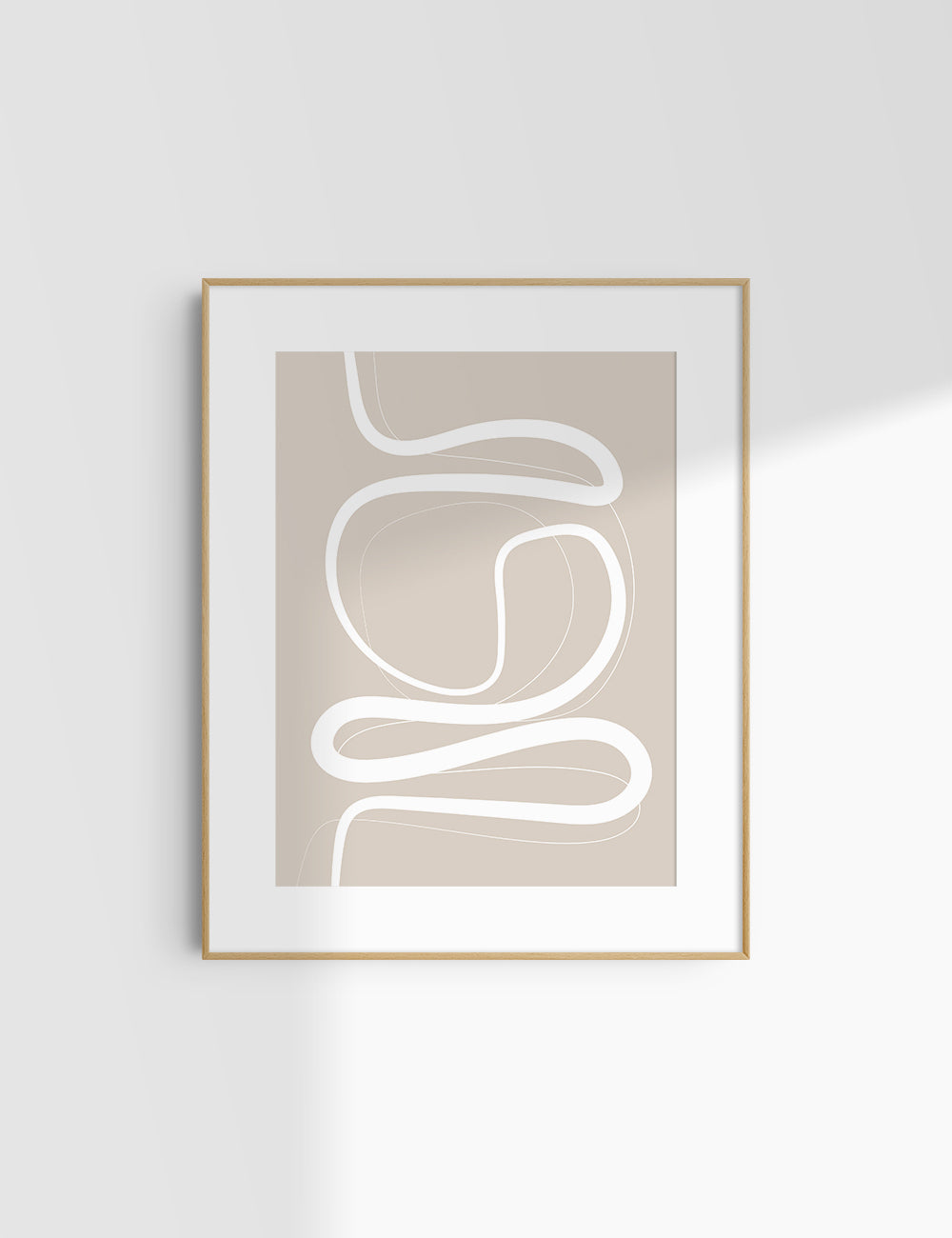 MINIMALIST, ABSTRACT LINE ART. Beige and White. Printable Wall Art Illustration.