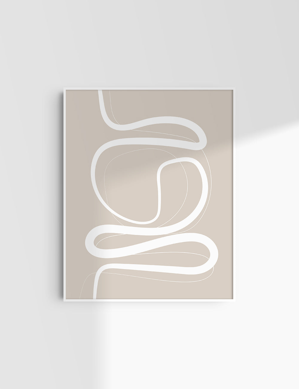 MINIMALIST, ABSTRACT LINE ART. Beige and White. Printable Wall Art Illustration.