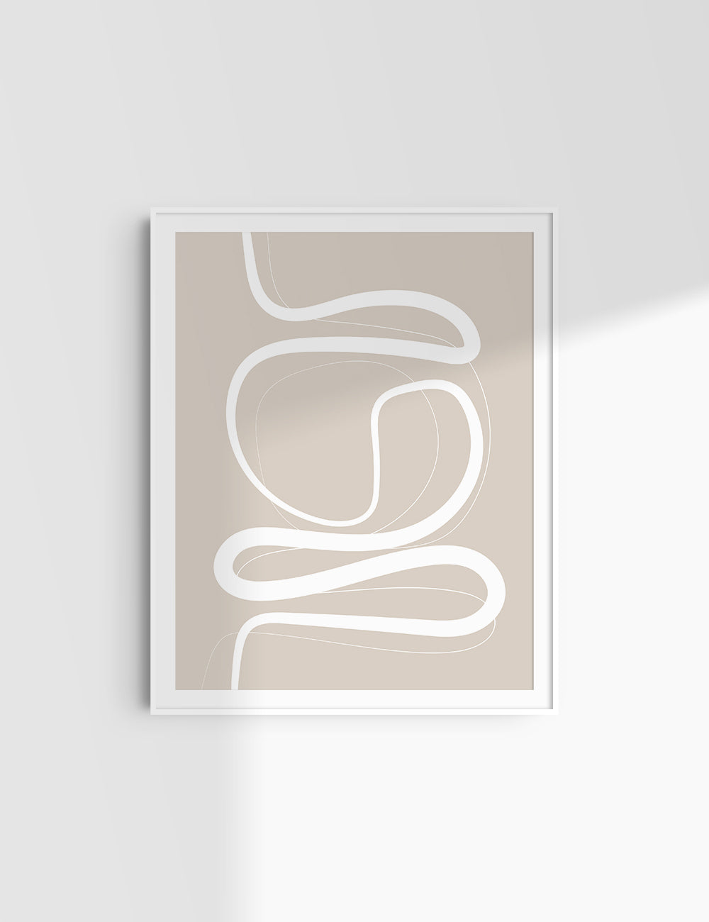 MINIMALIST, ABSTRACT LINE ART. Beige and White. Printable Wall Art Illustration.