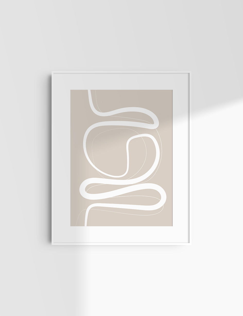 MINIMALIST, ABSTRACT LINE ART. Beige and White. Printable Wall Art Illustration.