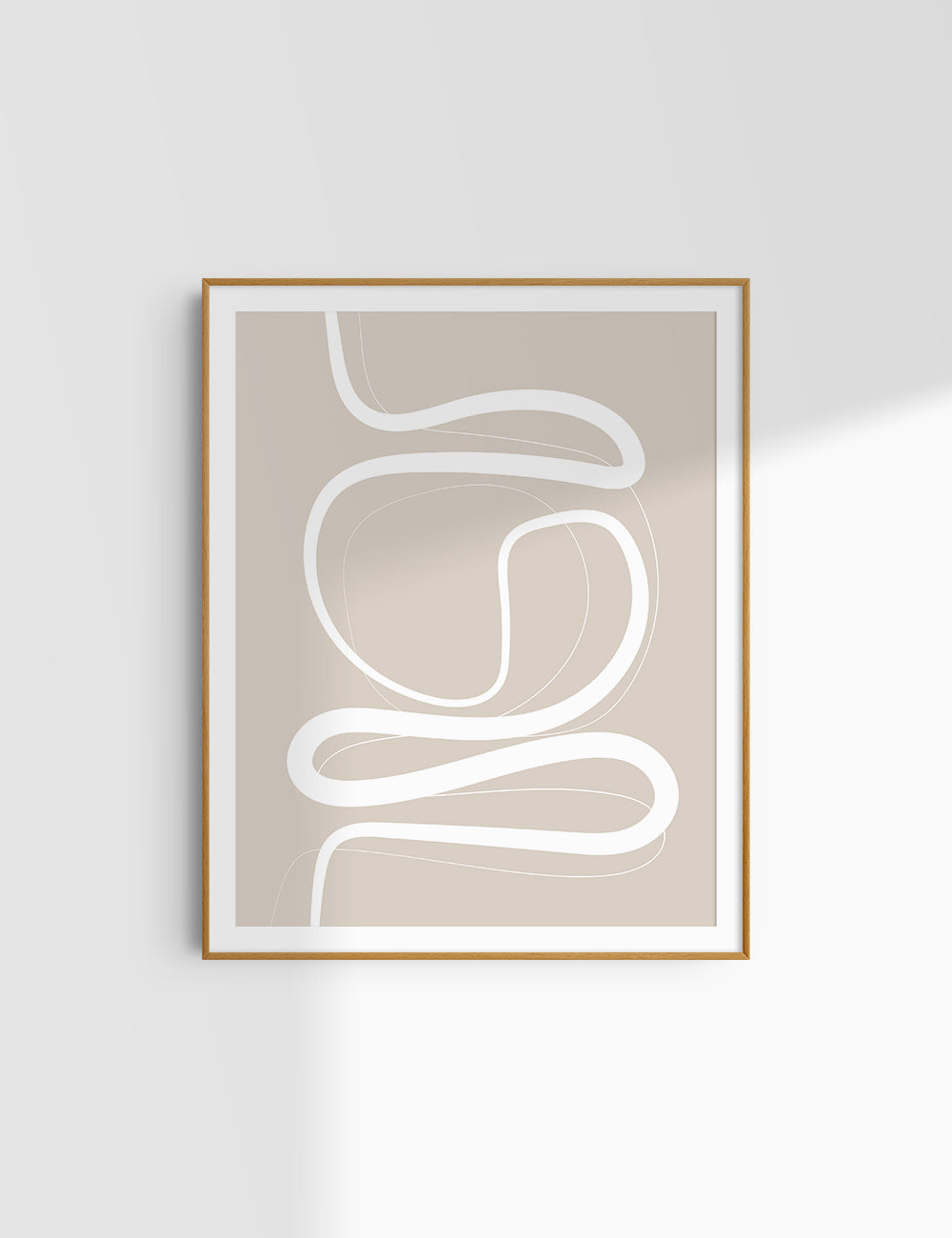 MINIMALIST, ABSTRACT LINE ART. Beige and White. Printable Wall Art Illustration.