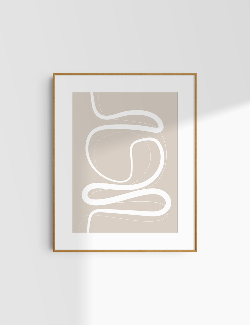 MINIMALIST, ABSTRACT LINE ART. Beige and White. Printable Wall Art Illustration.