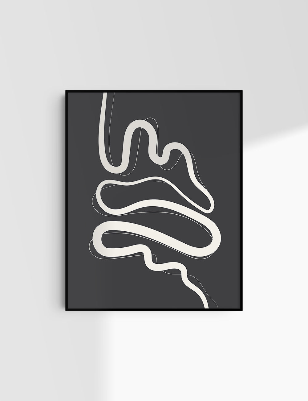 MINIMALIST, ABSTRACT LINE ART. Black and Beige. Printable Wall Art Illustration.