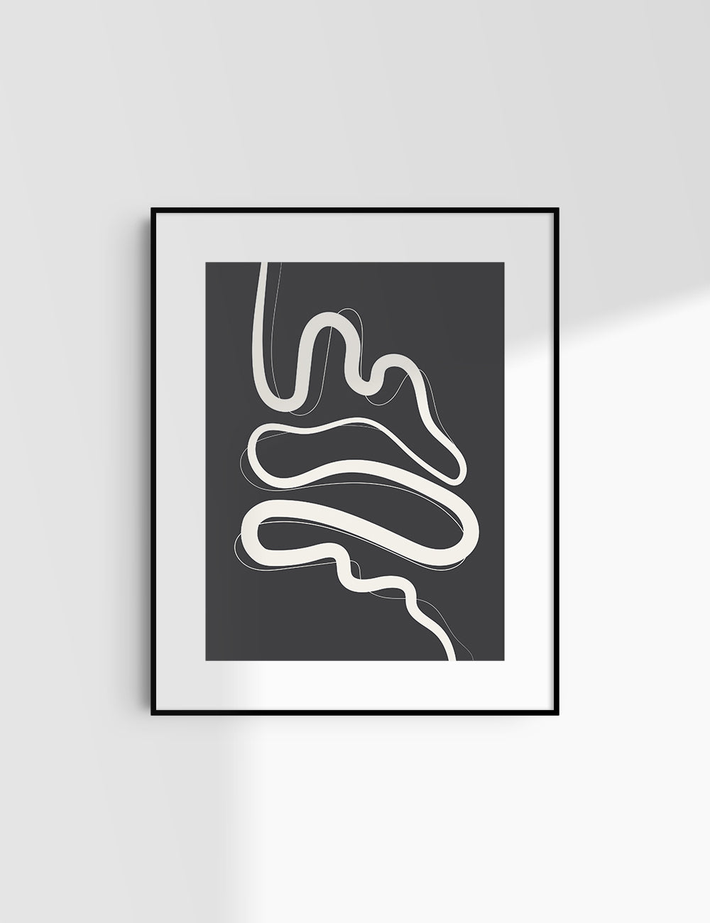 MINIMALIST, ABSTRACT LINE ART. Black and Beige. Printable Wall Art Illustration.