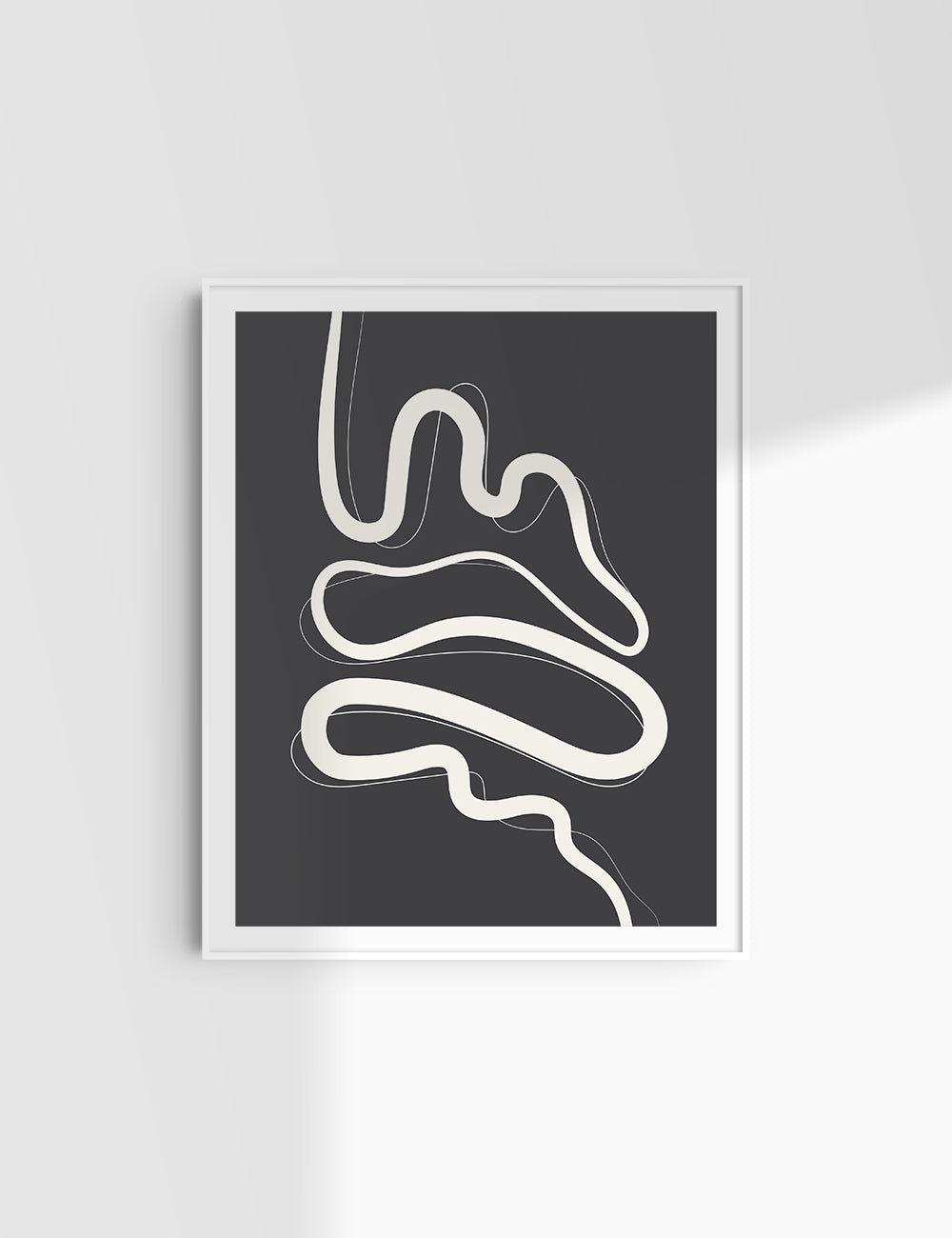 MINIMALIST, ABSTRACT LINE ART. Black and Beige. Printable Wall Art Illustration.