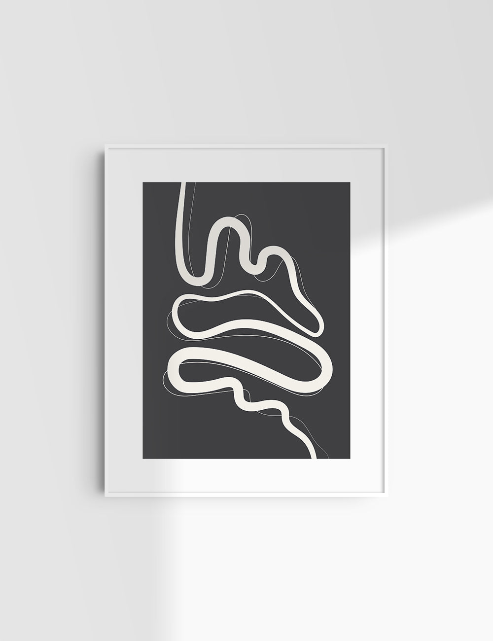 MINIMALIST, ABSTRACT LINE ART. Black and Beige. Printable Wall Art Illustration.