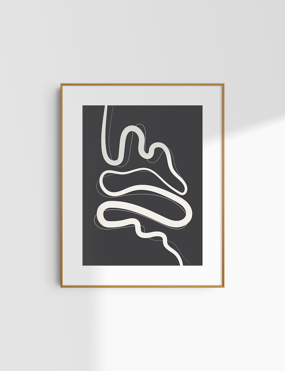 MINIMALIST, ABSTRACT LINE ART. Black and Beige. Printable Wall Art Illustration.