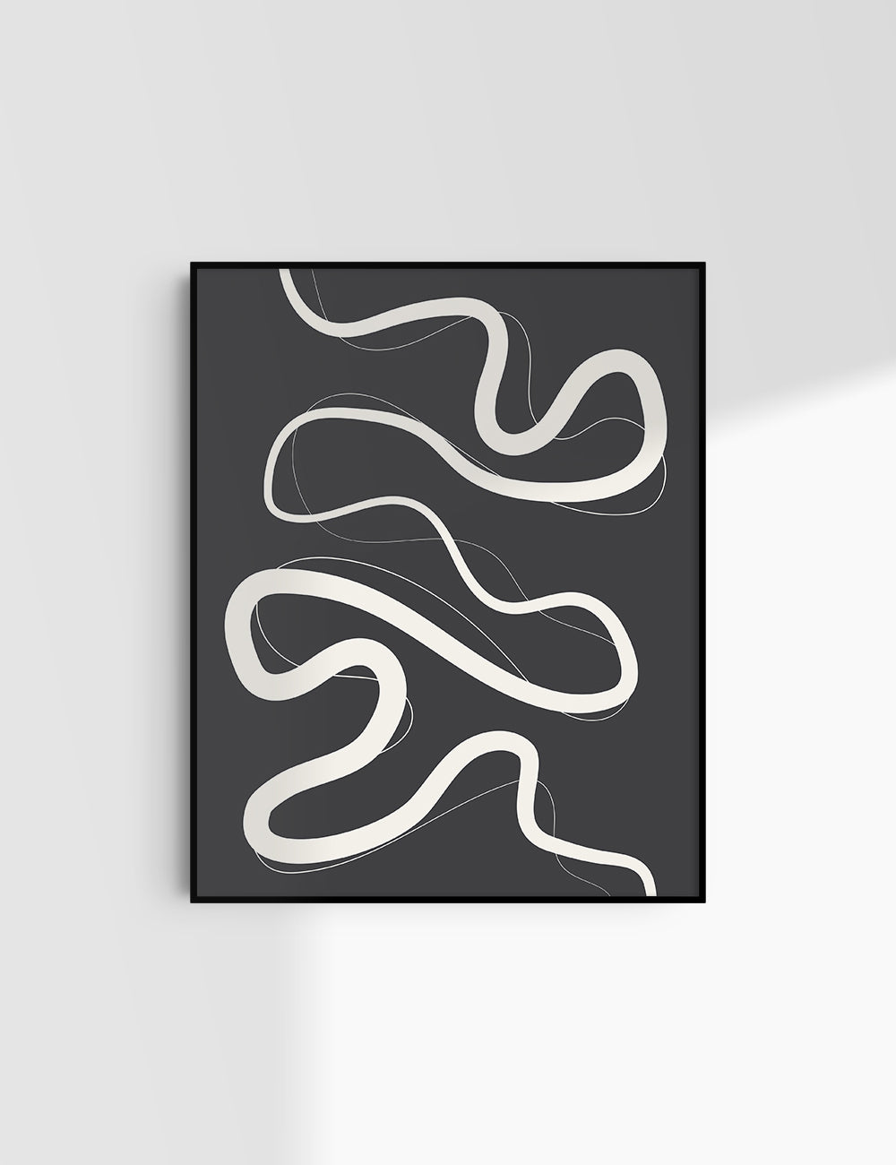 MINIMALIST, ABSTRACT LINE ART. Black and Beige. Printable Wall Art Illustration.