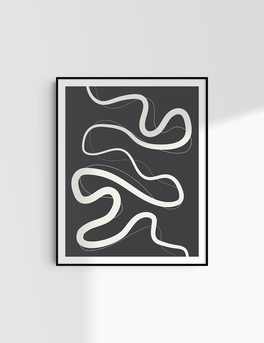 MINIMALIST, ABSTRACT LINE ART. Black and Beige. Printable Wall Art Illustration.