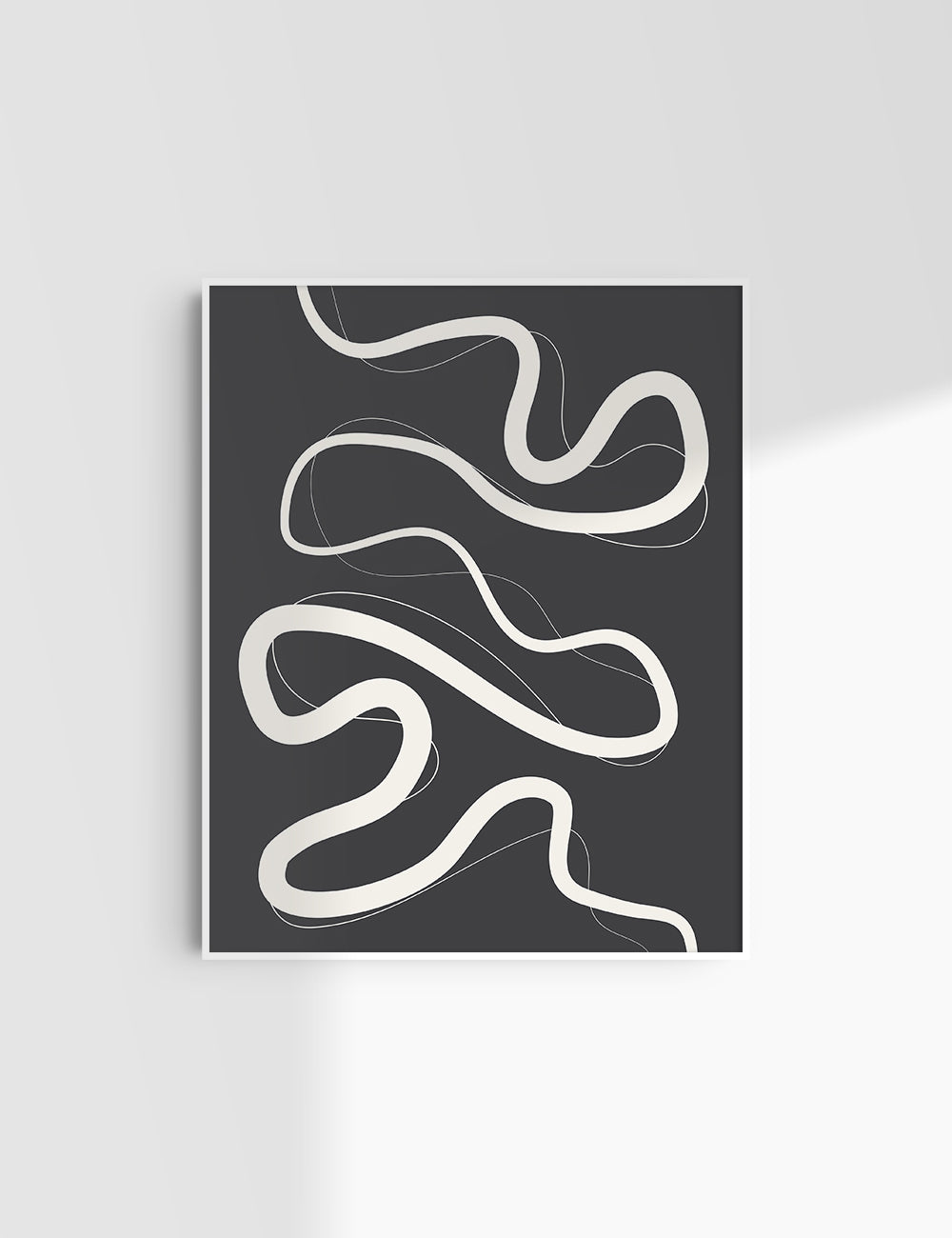 MINIMALIST, ABSTRACT LINE ART. Black and Beige. Printable Wall Art Illustration.