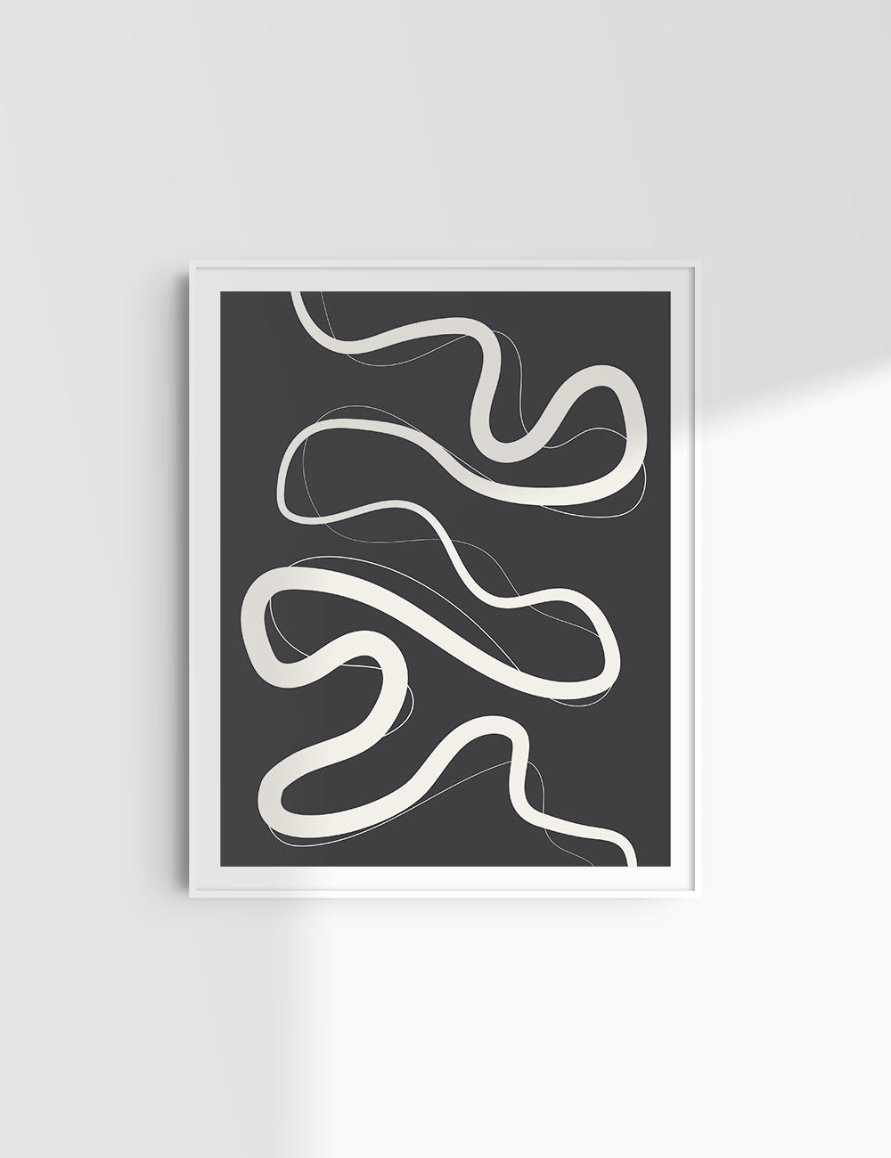 MINIMALIST, ABSTRACT LINE ART. Black and Beige. Printable Wall Art Illustration.