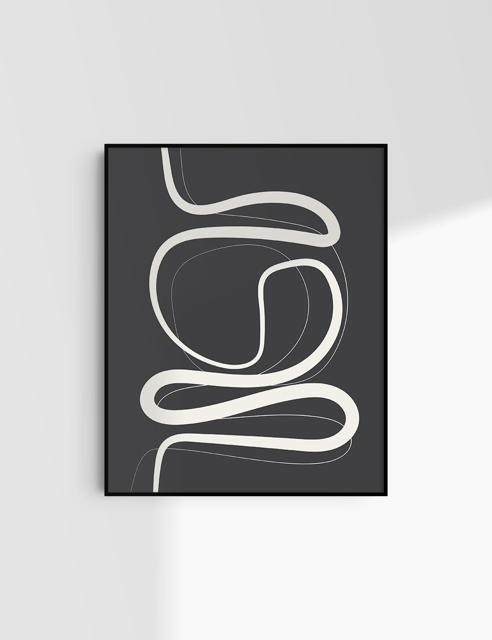 MINIMALIST, ABSTRACT LINE ART. Black and Beige. Printable Wall Art Illustration.