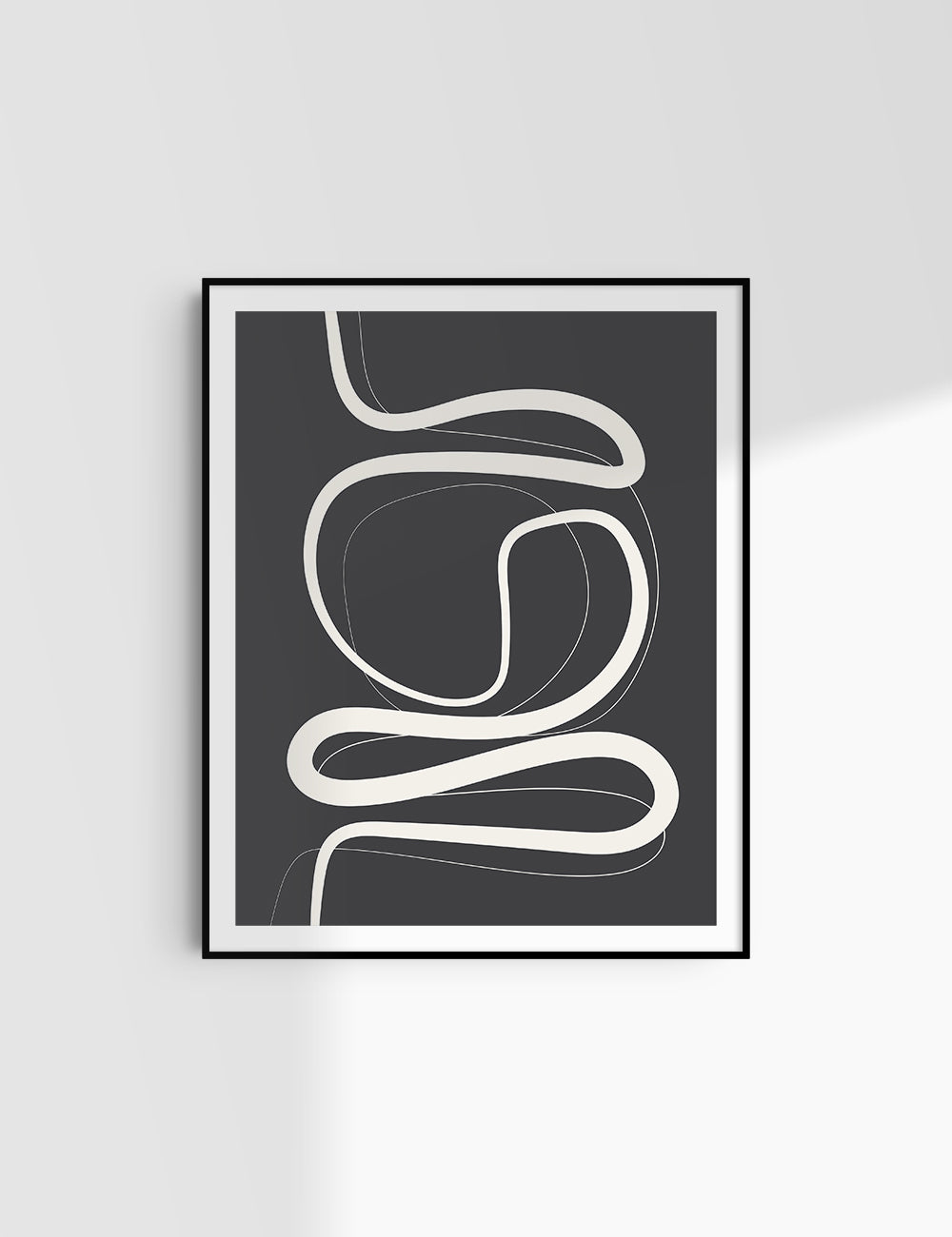MINIMALIST, ABSTRACT LINE ART. Black and Beige. Printable Wall Art Illustration.