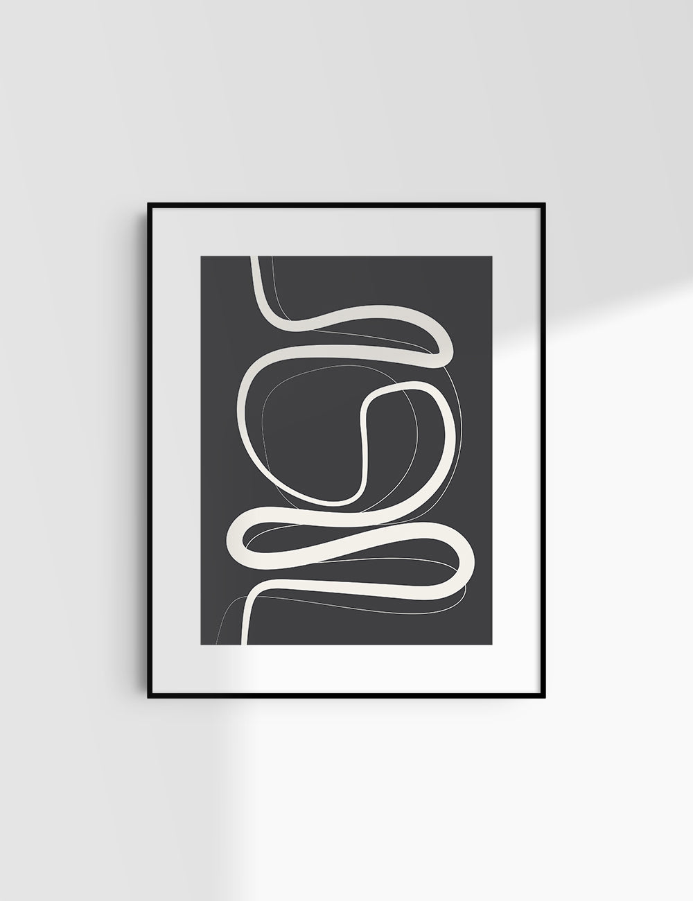 MINIMALIST, ABSTRACT LINE ART. Black and Beige. Printable Wall Art Illustration.