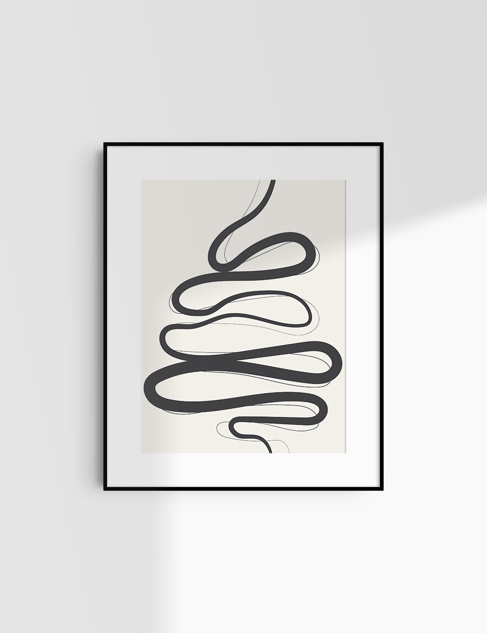 MINIMALIST, ABSTRACT LINE ART. Beige and Black. Printable Wall Art Illustration.