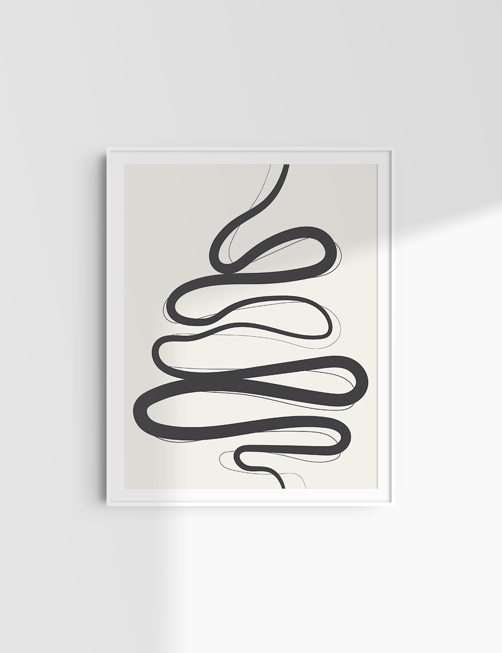 MINIMALIST, ABSTRACT LINE ART. Beige and Black. Printable Wall Art Illustration.