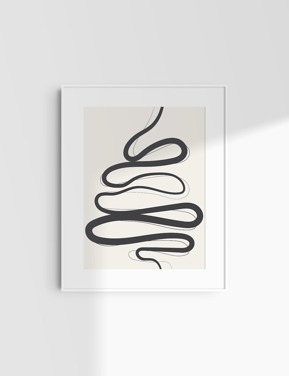 MINIMALIST, ABSTRACT LINE ART. Beige and Black. Printable Wall Art Illustration.