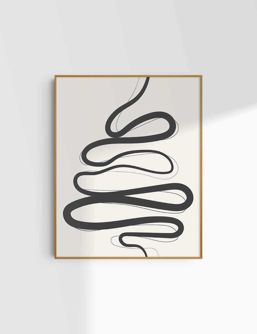 MINIMALIST, ABSTRACT LINE ART. Beige and Black. Printable Wall Art Illustration.