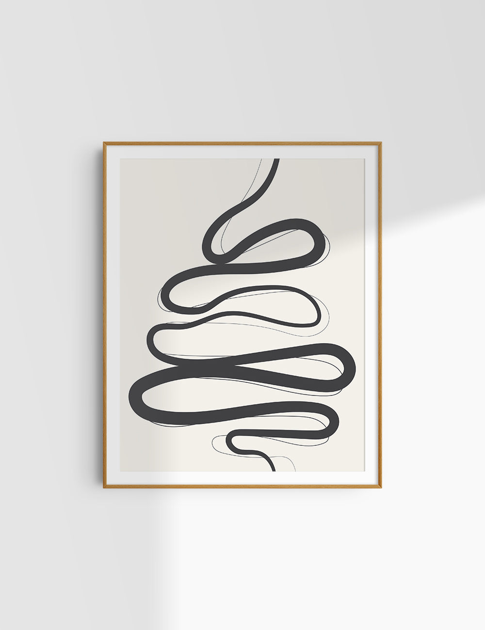 MINIMALIST, ABSTRACT LINE ART. Beige and Black. Printable Wall Art Illustration.