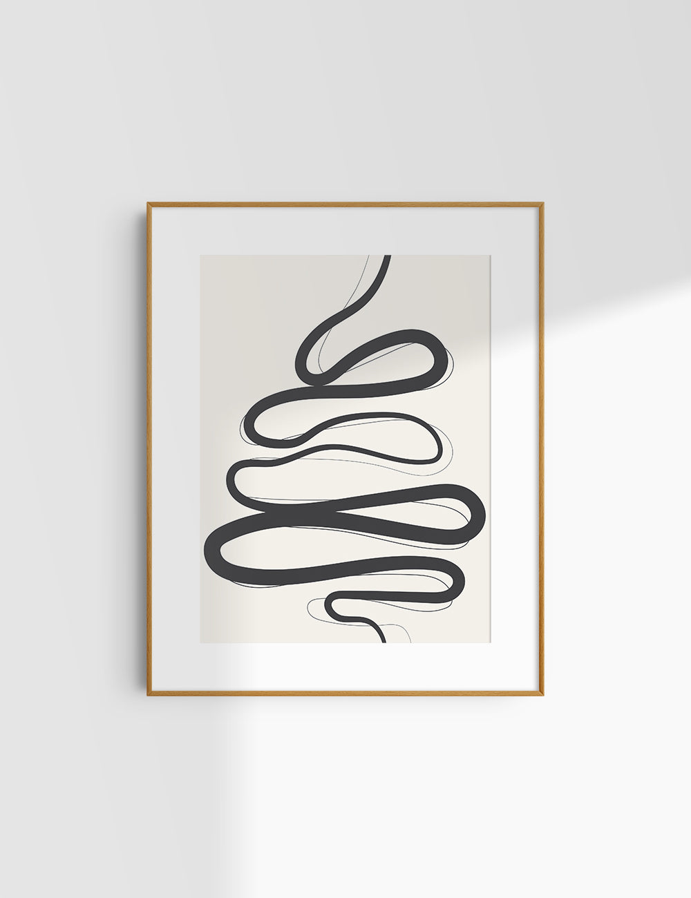 MINIMALIST, ABSTRACT LINE ART. Beige and Black. Printable Wall Art Illustration.