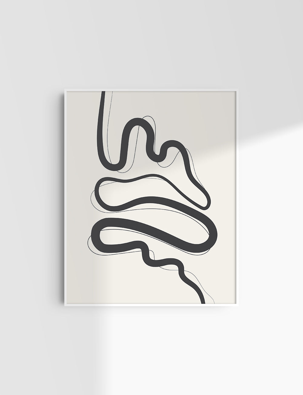 MINIMALIST, ABSTRACT LINE ART. Beige and Black. Printable Wall Art Illustration.