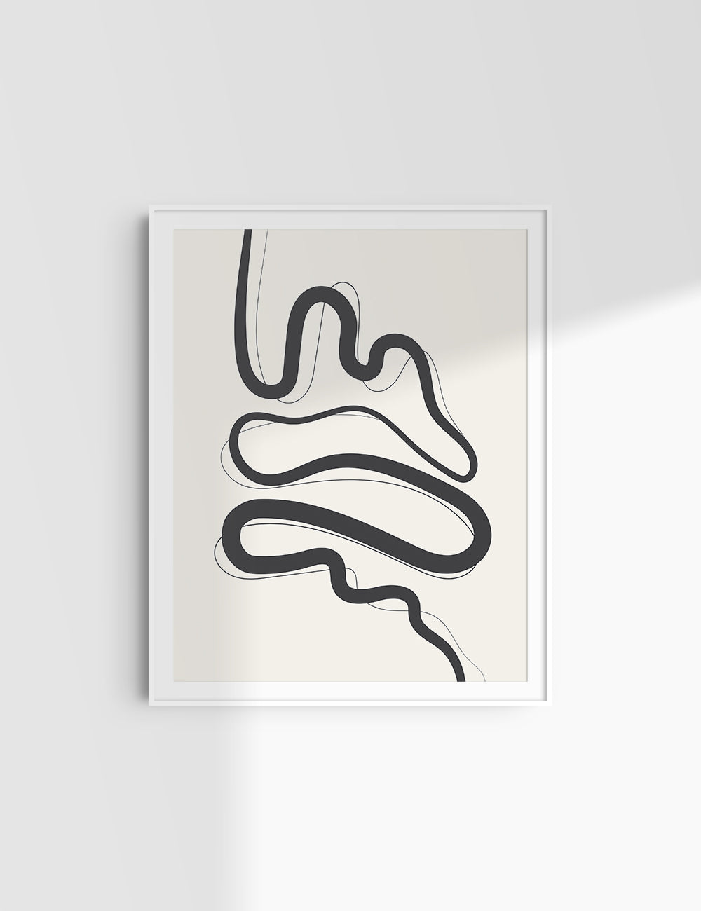 MINIMALIST, ABSTRACT LINE ART. Beige and Black. Printable Wall Art Illustration.