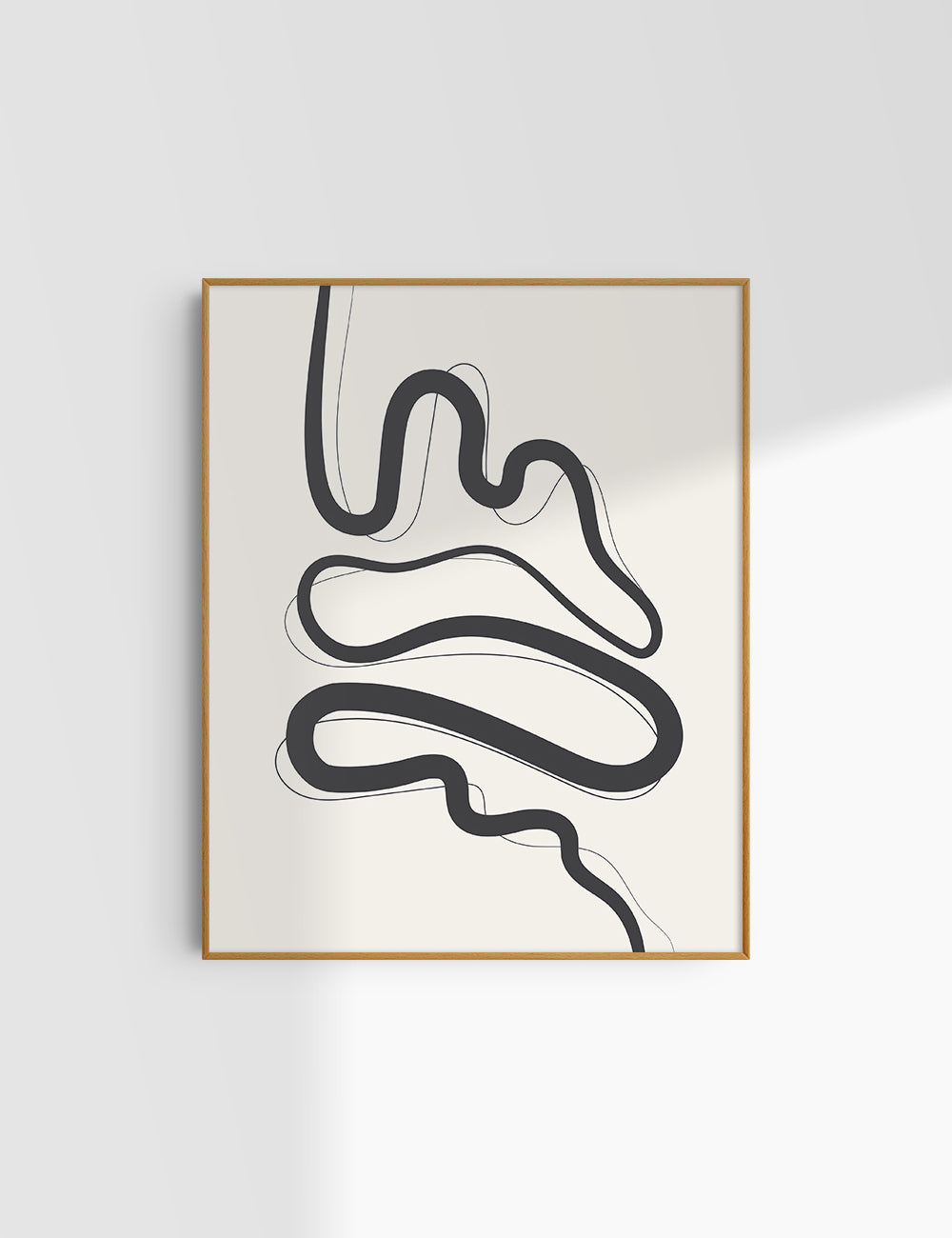 MINIMALIST, ABSTRACT LINE ART. Beige and Black. Printable Wall Art Illustration.