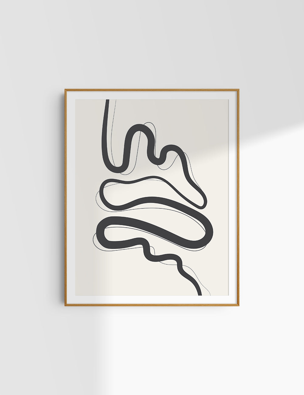 MINIMALIST, ABSTRACT LINE ART. Beige and Black. Printable Wall Art Illustration.