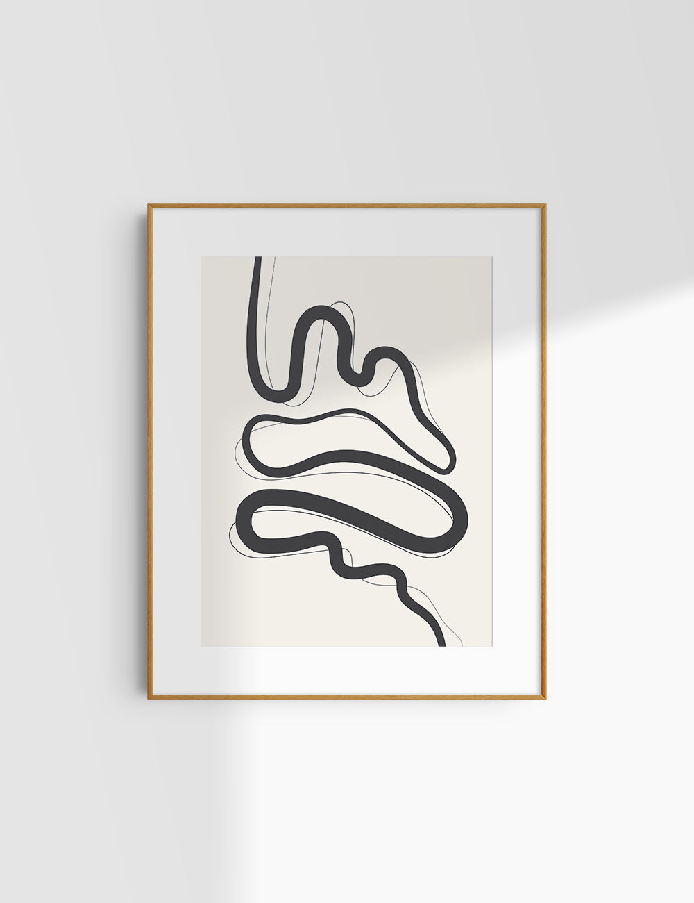 MINIMALIST, ABSTRACT LINE ART. Beige and Black. Printable Wall Art Illustration.