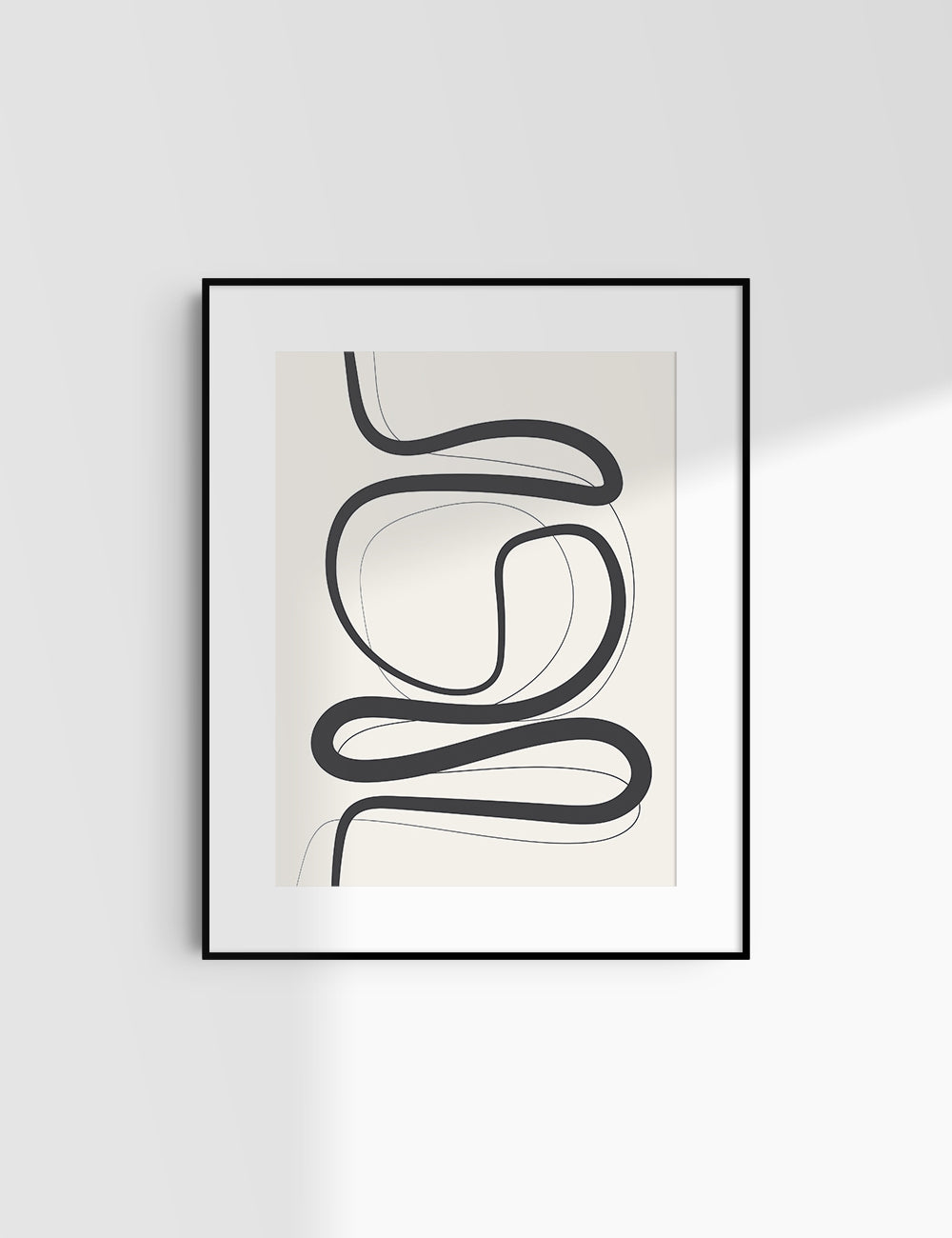 MINIMALIST, ABSTRACT LINE ART. Beige and Black. Printable Wall Art Illustration.