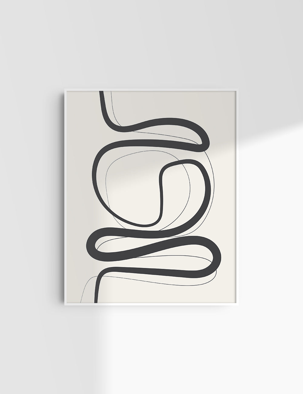 MINIMALIST, ABSTRACT LINE ART. Beige and Black. Printable Wall Art Illustration.