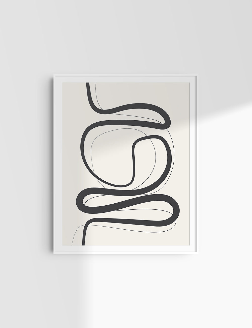MINIMALIST, ABSTRACT LINE ART. Beige and Black. Printable Wall Art Illustration.