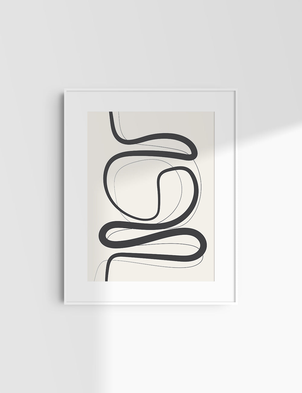 MINIMALIST, ABSTRACT LINE ART. Beige and Black. Printable Wall Art Illustration.