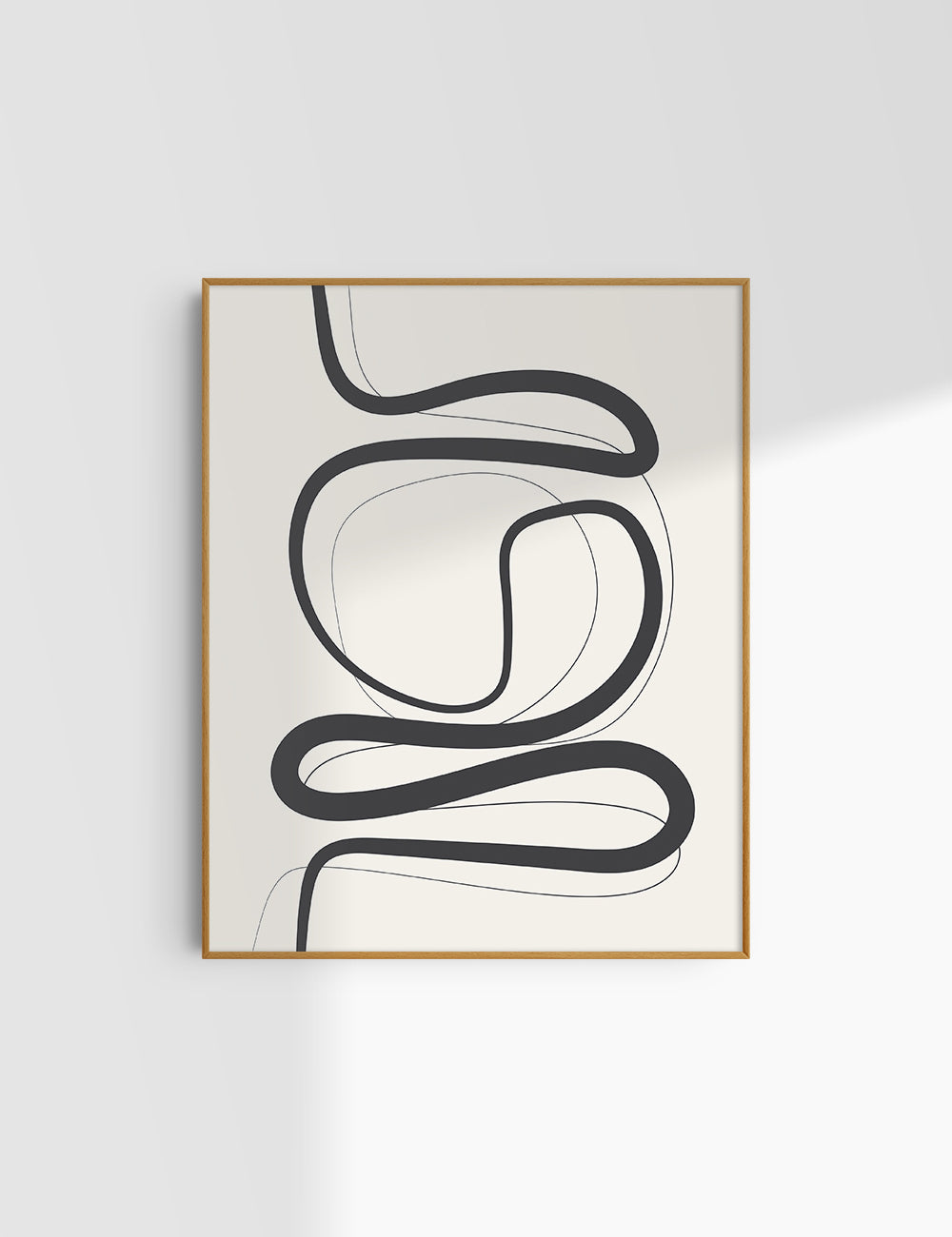 MINIMALIST, ABSTRACT LINE ART. Beige and Black. Printable Wall Art Illustration.