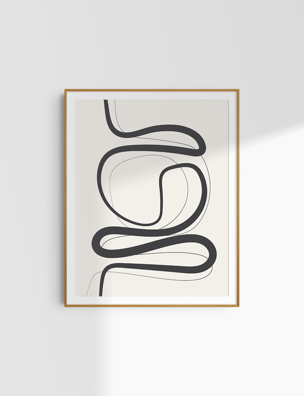 MINIMALIST, ABSTRACT LINE ART. Beige and Black. Printable Wall Art Illustration.