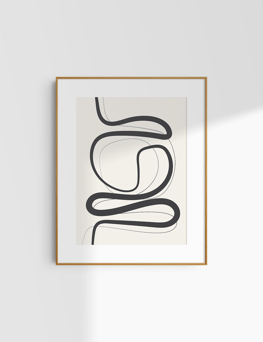 MINIMALIST, ABSTRACT LINE ART. Beige and Black. Printable Wall Art Illustration.