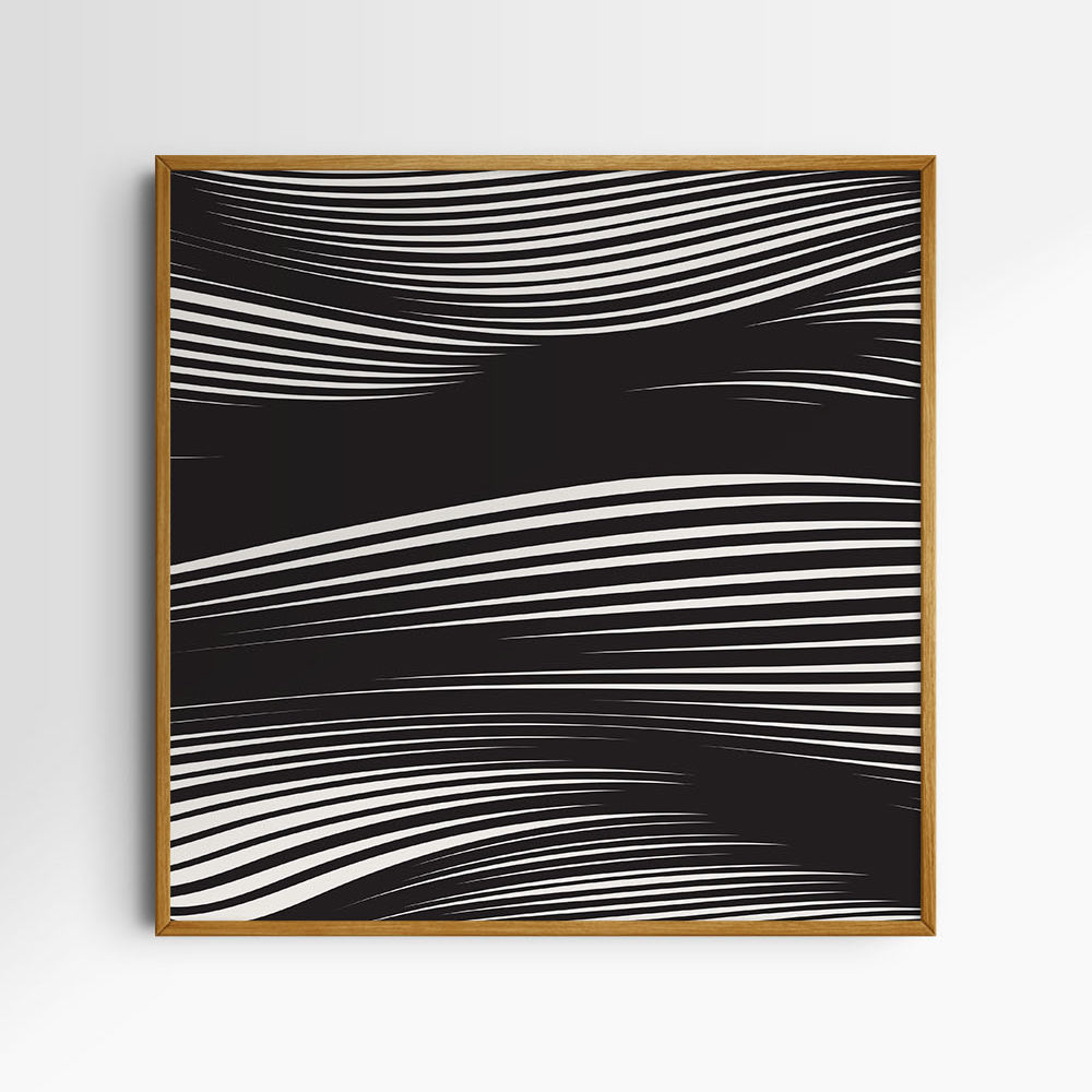 WAVY Black and Beige Abstract. Printable Wall Art Illustration. Square.