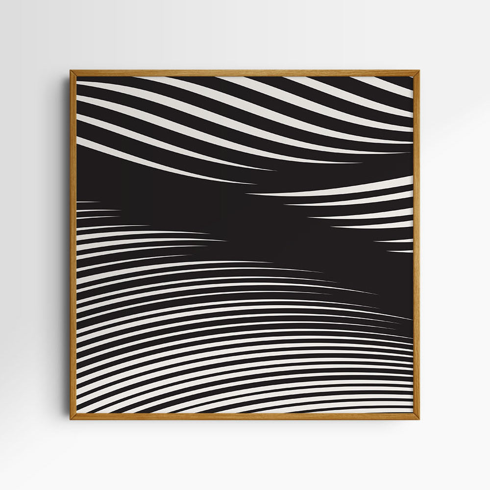 WAVY Black and Beige Abstract. Printable Wall Art Illustration. Square.