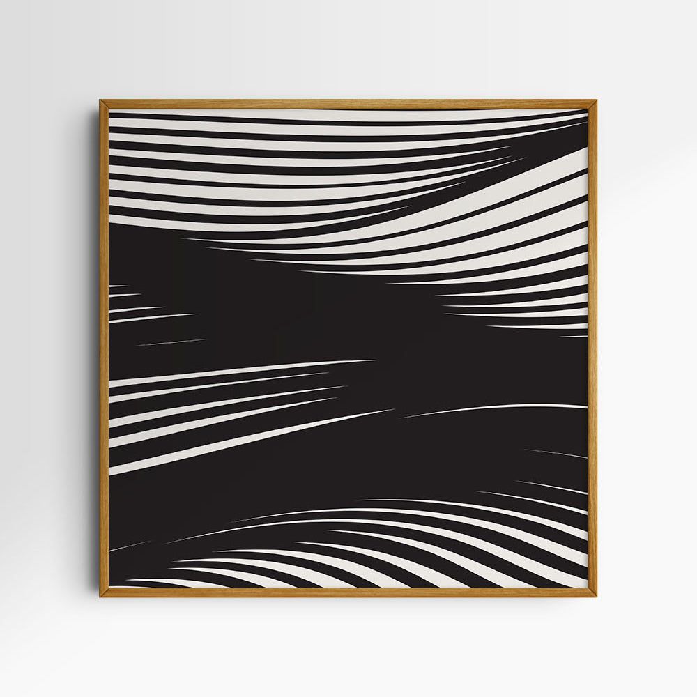 WAVY Black and Beige Abstract. Printable Wall Art Illustration. Square.