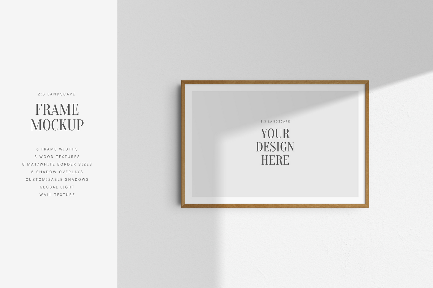 FRAME MOCKUP 2:3 LANDSCAPE | Horizontal Frame Mockup | Wood Frame Mockup | PSD