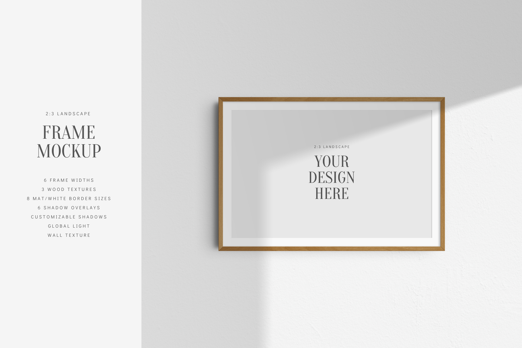 FRAME MOCKUP 2:3 LANDSCAPE | Horizontal Frame Mockup | Wood Frame Mockup | PSD