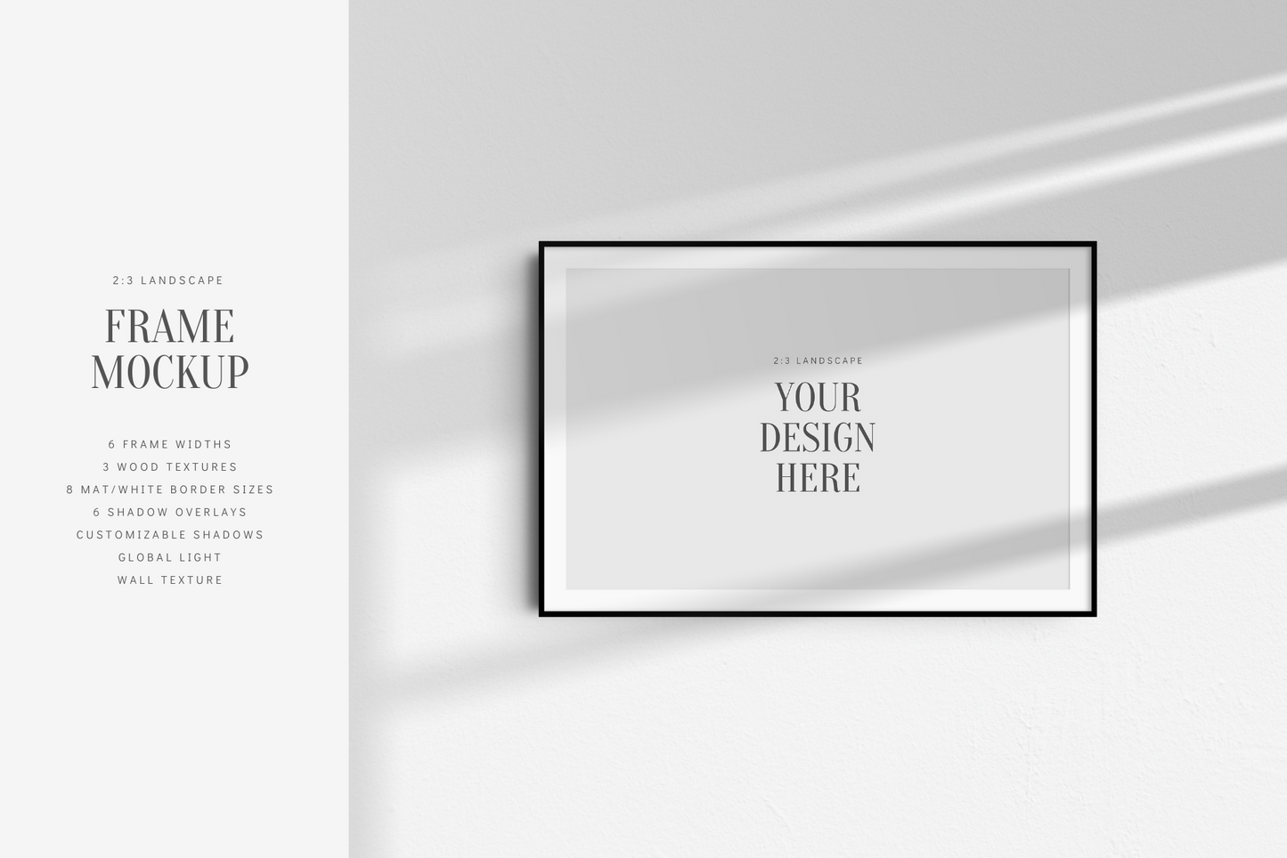 FRAME MOCKUP 2:3 LANDSCAPE | Horizontal Frame Mockup | Wood Frame Mockup | PSD