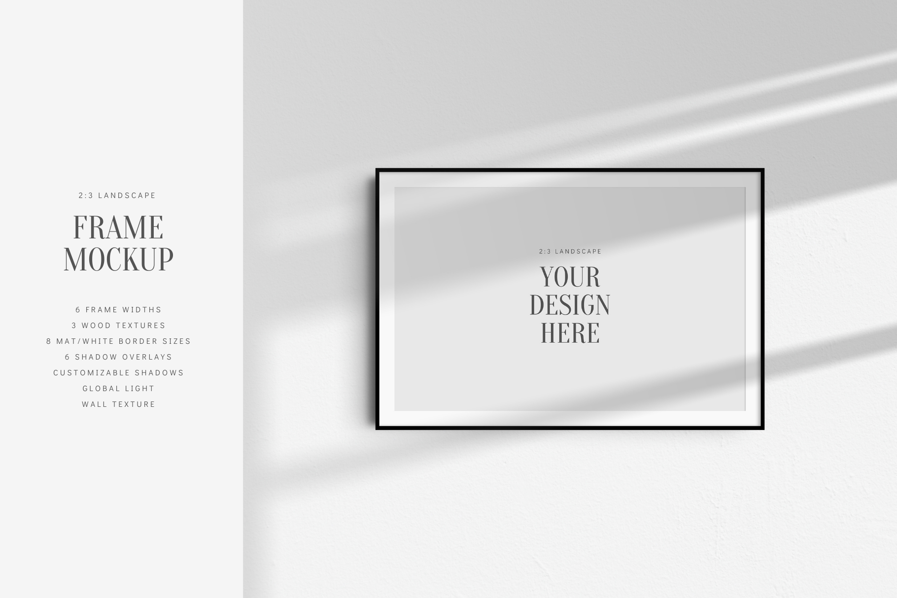 FRAME MOCKUP 2:3 LANDSCAPE | Horizontal Frame Mockup | Wood Frame Mockup | PSD