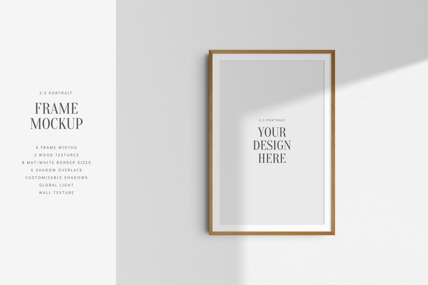 FRAME MOCKUP 2:3 PORTRAIT | Vertical Frame Mockup | Wood Frame Mockup | PSD